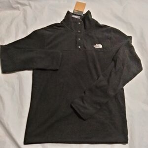 The North Face Men's TKA Glacier Snap-Neck Long Sleeve Pullover TNF Black Sz S